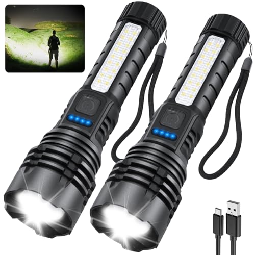 Rechargeable Flashlights High Lumens, 7Mode Flashlights Rechargeable, Super Bright Flashlight, Adjustable Tactical Flash Light, High Powered Flash Light, LED Flashlight for Emergency Home 2Pack ProductsLogo