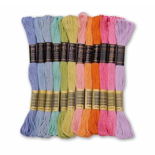 UMC STAG Pack of 12 Popular Colours Premium Embroidery Thread | 100% Egyptian Cotton Premium Skeins | Cross Stitch Embroidery Floss | Oeko TEX Certified| (12, Spring Macaron) ProductsLogo