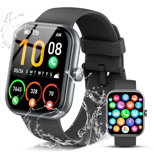 Smart Watch for Men Women, 2025 Release (Answer/Make Call) 1.96" HD Fitness Tracker Running Watch,IP68 Waterproof, Pedometer,Step/Sleep/Heart Rate Monitor,110+ Sport Mode Smartwatch for Android Phone ProductsLogo