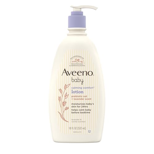 Aveeno Baby Calming Comfort Moisturizing Body Lotion with Relaxing Lavender & Vanilla Scents, Non-Greasy Baby Lotion, Nourishing Prebiotic Oatmeal, Paraben- & Phthalate-Free, 18 fl. oz ProductsLogo