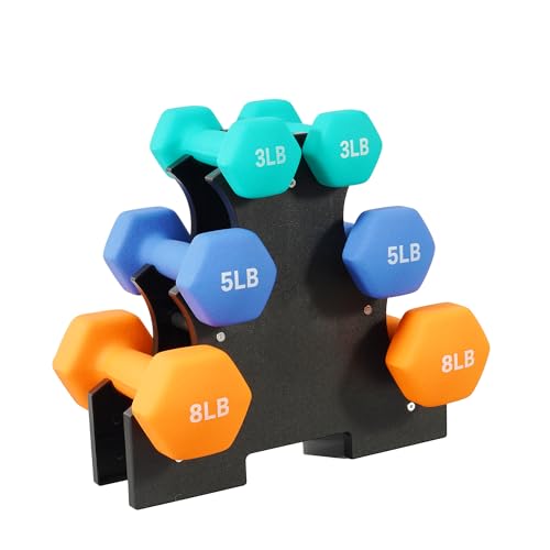 Fitvids Colored Neoprene Dumbbell Set with Rack, Multiple Weight Options, 20LBS, 32LBS, 50LBS and 56LBS Sets ProductsLogo