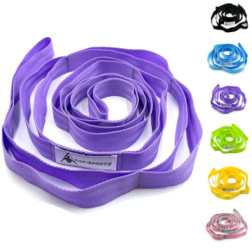 Stretching Strap Yoga Strap with Loops, Stretch Straps for Physical Therapy, Non-Elastic Exercise Strap for Pilates, Dance and Gymnastics with Workout Guide (Purple) ProductsLogo