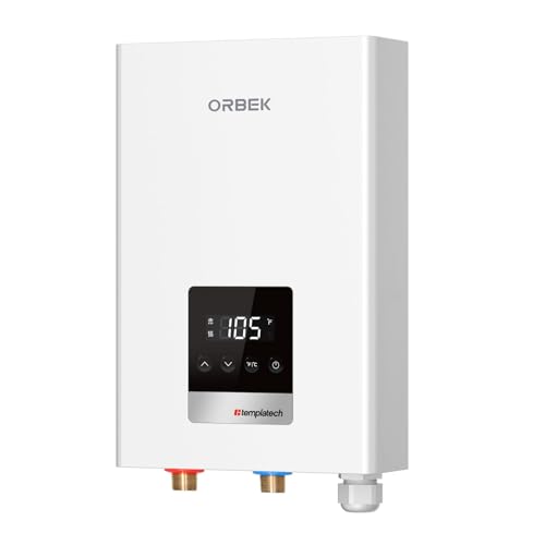 14kW Tankless Water Heater Electric, ORBEK 240 Volt On Demand Instant Hot Water Heater, with LED Digital Display, ETL Certified, Up to 3.38 GPM for 2-3 Point of Use ProductsLogo