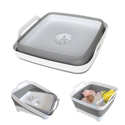 GIMWA Collapsible Wash Basin for Baby Bottles - 2.4 Gallons Portable Wash Bin for RV Camping Sink, Space-Saving Dish Tub (Gray) ProductsLogo