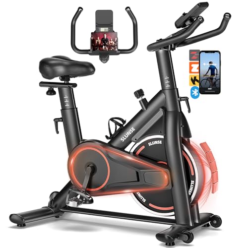 Exercise Bike, Adjustable Magnetic Resistance Stationary Bikes for Home with App Compatible, Silent Indoor Cycling Bike with 350lbs Weight Capacity Comfortable Seat, Digital Monitor & Phone Mount ProductsLogo