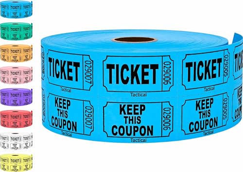 1000 Tacticai Raffle Tickets, Blue (1 of 8 Colors), Double Roll, Ticket for Events, Entry, Class Reward, Fundraiser & Prizes ProductsLogo