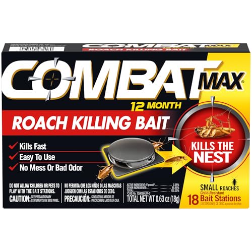 Combat Max 12 Month Roach Killing Bait, Small Roach Bait Station, Child-Resistant, 18 Count ProductsLogo