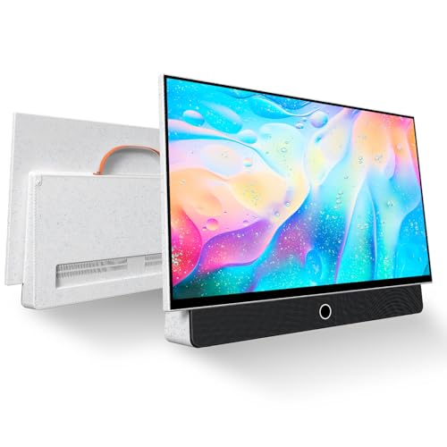 OFD 27-Inch Smart Handy TV FHD 1080P Android14 OS,Portable tv with 9000mAh Battery,8Ω Dolby Audio,100% sRGB,Leather Handle,Google Assistant,Streaming Google TV for Outdoor Travel Camping ProductsLogo