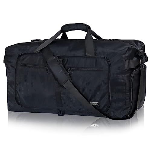 Fmeida 65L Duffle Bag with Shoes Compartment, Foldable Travel Duffel Bags for Men Women, Large Packable Travel Bag Water Repellent & Tear Resistant (Black) ProductsLogo