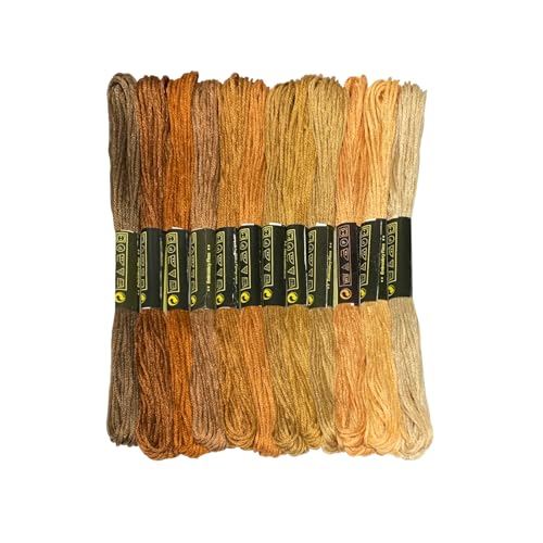Friendship Bracelet String 12 Skeins, Embroidery Floss Cross Stitch Embroidery Thread Floss Bracelet Making Yarn, Craft Floss （Brown Series ProductsLogo