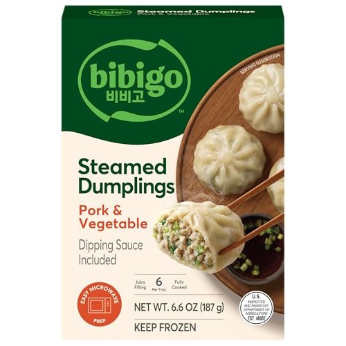 Bibigo, Steamed Dumpling Pork Vegetable, 6.6 Ounce ProductsLogo