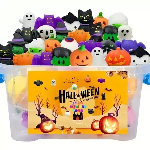 36 Halloween bouncy toys set for kids aged 3-6, cute candy or prank stress relief gift bag decorations, non-electric bulk party favors - multiple styles ProductsLogo