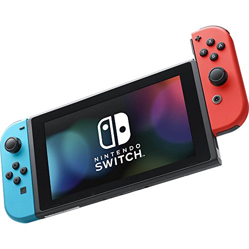 Nintendo Switch with Neon Blue and Neon Red Joy‑Con ProductsLogo