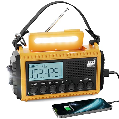 Raynic Emergency Radio, 5000mAh/18500mWh Weather Radio, Solar Hand Crank Radio with AM/FM/SW/NOAA Alert, Cell Phone Charger, Headphone Jack, Flashlight and SOS Siren ProductsLogo