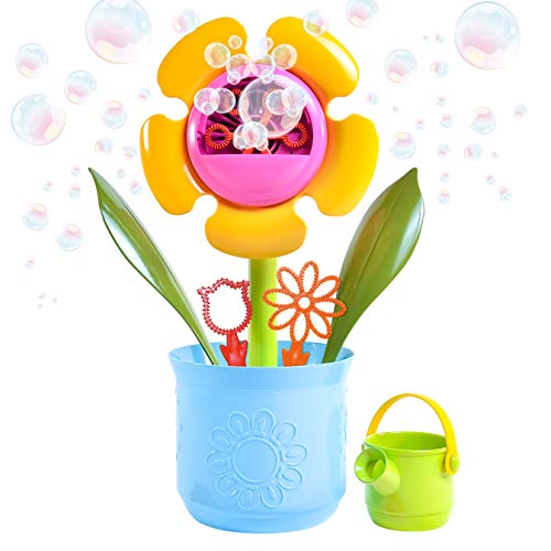 Maxx Bubbles 14" Flower Pot Includes 4oz Bubble Solution, 4 Wands and Watering Can, Botanical Collection, Outdoor Bubble Machine Maker, Great Gift and Decoration for Birthday, Bridal and Shower ProductsLogo