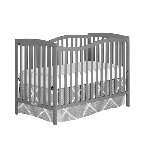 Dream On Me Chelsea 5-in-1 Convertible Full-Size Baby Crib in Steel Grey, GreenGuard Gold & JPMA, Pinewood, 4 Mattress Heights, Converts to Toddler, Day & Full-Size Bed, Modern Classic Nursery ProductsLogo