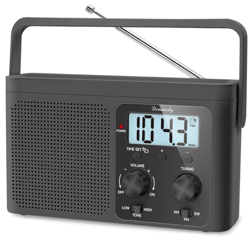 DreamSky AM FM Radio Portable - Shortwave Radio Battery Powered or Plug in Wall for Home Outdoor, Strong Reception, Large Dial Easy to Use, Digital Time Display, Transistor Antenna, Seniors Small Gfit ProductsLogo