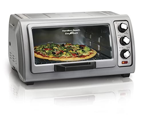 Hamilton Beach 6 Slice Countertop Toaster Oven With Easy Reach Roll-Top Door, Bake, Broil & Toast Functions, Auto Shutoff, Silver (31127D) ProductsLogo