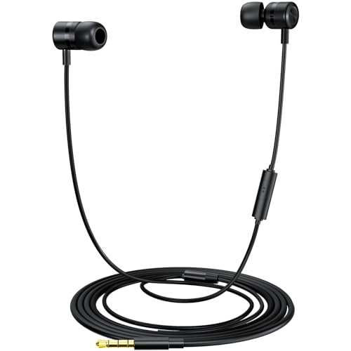 MORMOQUE EP-06 Wired Earbuds in-Ear Earphones,Build-in Microphone Noise Isolating Headphones,3.5mm Jack 4.9ft Long Cord Ear Buds,HD Bass Audio,with 6 Ear Tips,for Smartphones/Laptop/Computer Etc-Black ProductsLogo