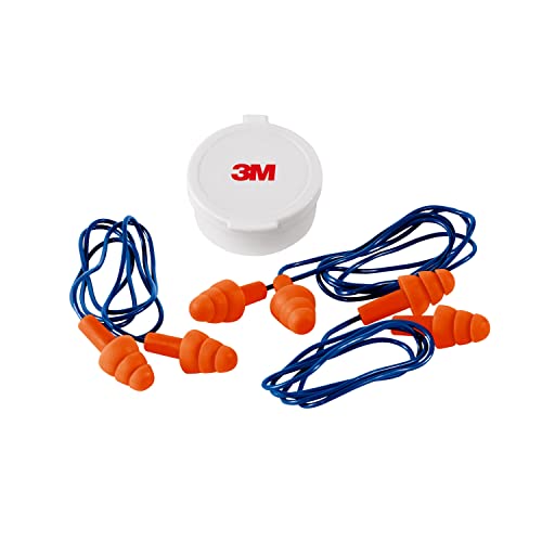 3M Corded Reusable Earplugs, 3 Pack, Noise Reduction Rating (NRR) 25 dB, Easy To Use & Insert, Pliable & Tri-Flange Design Enhances Comfort & Fit, Orange Ear Plugs (90716H3-DC) ProductsLogo