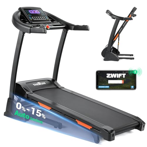 THERUN Incline Treadmill, Treadmills for Running and Walking, 300 lbs Weight Capacity Folding Treadmill with 0-15% Auto Incline, Wide Belt, 3.5 HP, App, Heart Rate, Orange ProductsLogo