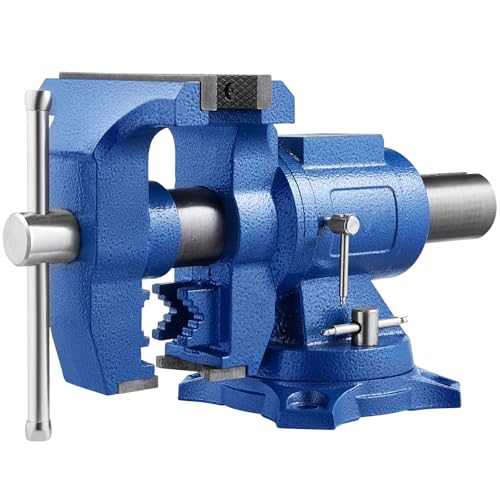 VEVOR Bench Vise 6 Inch, Double Swivel Rotating Heavy Duty Vise Head/Body Rotates 360°,Pipe Vise Bench Vices 30Kn Clamping Force,for Clamping Fixing Equipment Home or Industrial Use ProductsLogo