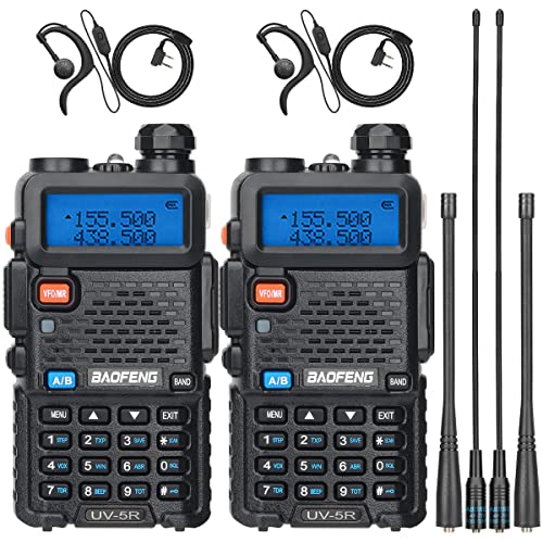 Baofeng UV-5R Radio Ham Radio Handheld Long Range UV5R Dual Band VHF UHF Rechargeable Two Way Radio Walkie Talkies for Adults with Earpiece Full Kit for Camping Hunting Survival Gear,2Pack ProductsLogo
