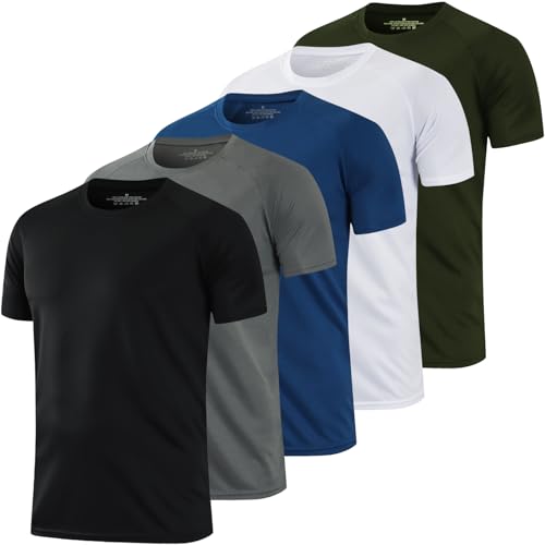 HovSiyla 5 Pack Running Shirts Men Sport Tops Dry Fit Gym Wicking Athletic T Shirts Breathable Cool Workout Shirts L ProductsLogo