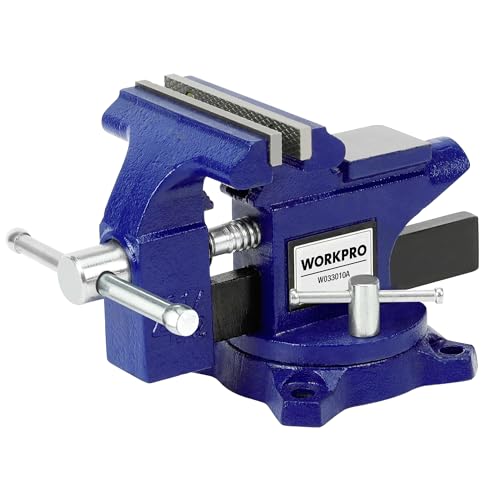 WORKPRO Bench Vise, 4-1/2" Vice for Workbench, Utility Combination Pipe Home Vise, Swivel Base Bench for Woodworking ProductsLogo