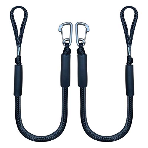 4 Feet Bungee Dock Line Mooring Rope 2-Pack for Docking with Stainless Steel Clip Accessories for Boats PWC, Built in Snubber, Kayak, Watercraft,SeaDoo,Jet Ski, Pontoon, Canoe, Power Boat ProductsLogo