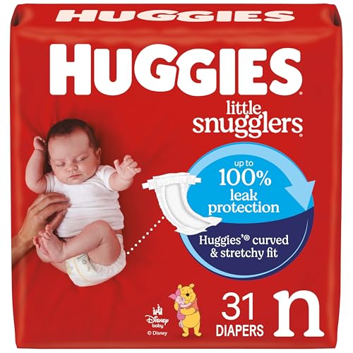 Huggies Size Newborn Diapers, Little Snugglers Baby Diapers, Size Newborn (up to 10 lbs), 31 Count, Packaging May Vary ProductsLogo
