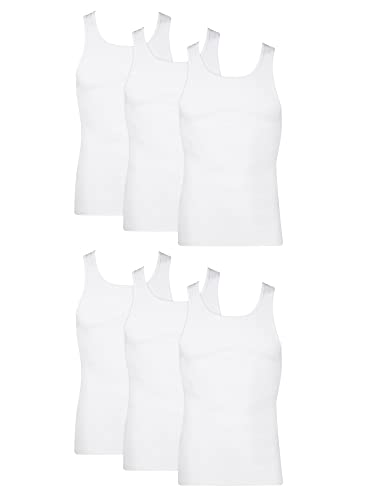 Hanes Men's Cotton Tank Undershirts Pack, Moisture-Wicking Ribbed Tanks, lightweight, White 6-pack, Medium ProductsLogo