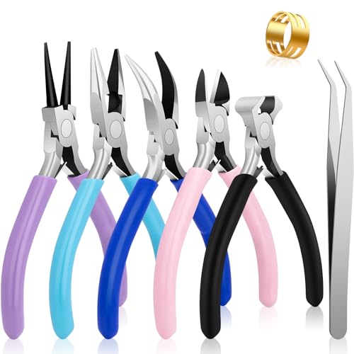 5 Pack Jewelry Pliers Tool Set, Includes Round, Chain, Needle, Bent & Zipper Pliers for Repair, Wire Wrapping & Crafts ProductsLogo