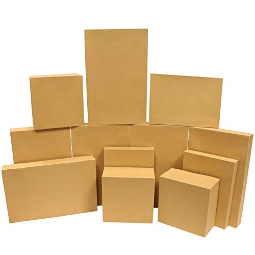 JOYIN 12PCS Brown Kraft Cardboard Gift Boxes with Lids for Presents, 4" Deep Large Shirt Robe Wrapping Boxes for Christmas Holiday, 4 Different Sizes Festive Xmas Lingerie Cupcake DIY Boxes ProductsLogo