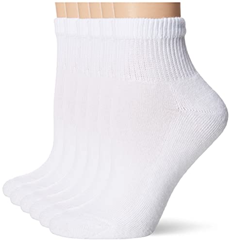 Hanes Ultimate womens 6-pack Ankle athletic socks, White, Shoe Size 5-9 US ProductsLogo