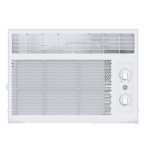 GE Window Air Conditioner Unit, 5,000 BTU for Small Rooms up to 150 sq ft. with Manual Adjustable Fan and Cooling Settings, Perfect for Small Bedroom or Living Room, Easy Install Kit Included, White ProductsLogo