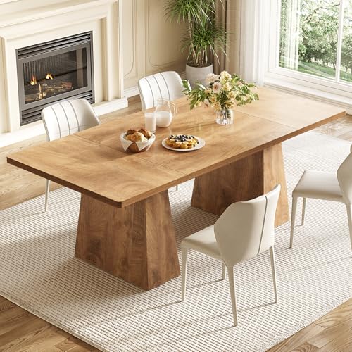 LITTLE TREE Dining Table for 6 People, Wooden Table, Rectangle Furniture with Heavy Duty Legs, Modern Kitchen Table for Home, Dining Room, Oak ProductsLogo