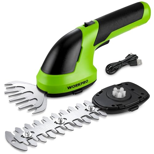 WORKPRO Cordless Grass Shear & Shrubbery Trimmer - 2 in 1 Handheld 7.2V Electric Grass Trimmer Hedge Shears/Grass Cutter Rechargeable Lithium-Ion Battery and Type-C Cable Included ProductsLogo