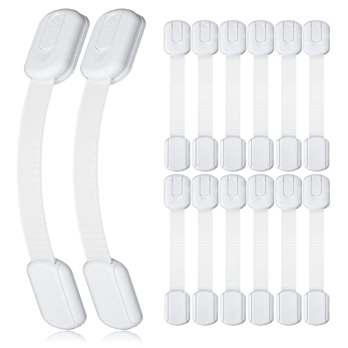 4our Kiddies 14 Pack Baby Proof Cabinet Latches, Childproof Drawer Latches with 12 Extra 3M Adhesives, Adjustable No Drilling Child Safety Cabinet Locks Straps Baby Drawer Locks for Kids Baby Safety ProductsLogo