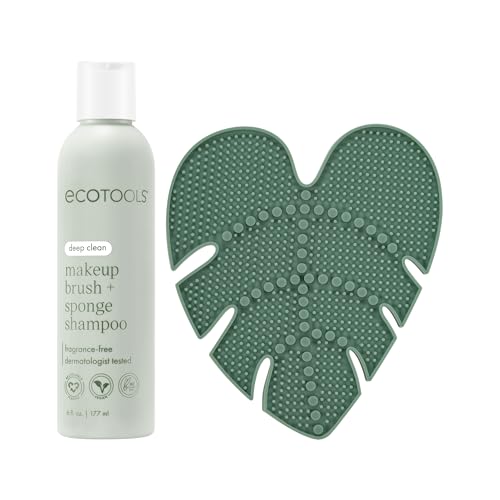 EcoTools Makeup Brush Cleansing Pad + Deep Clean Shampoo Bundle, Brush Cleaner Mat & Makeup Brush Cleanser For Deep Cleaning Tools, Clean Formula, Cruelty-Free, & Vegan, 2 Piece Set ProductsLogo