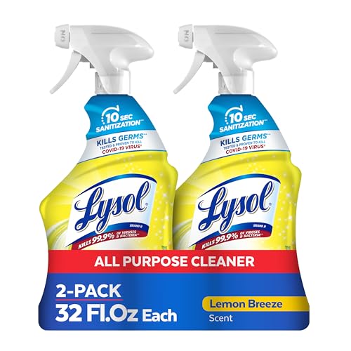 Lysol All Purpose Cleaner Spray, Multi-Purpose Disinfecting Spray, Kitchen & Bathroom Cleaner, Lemon Breeze Scent, 32 Fl Oz (Pack of 2) ProductsLogo