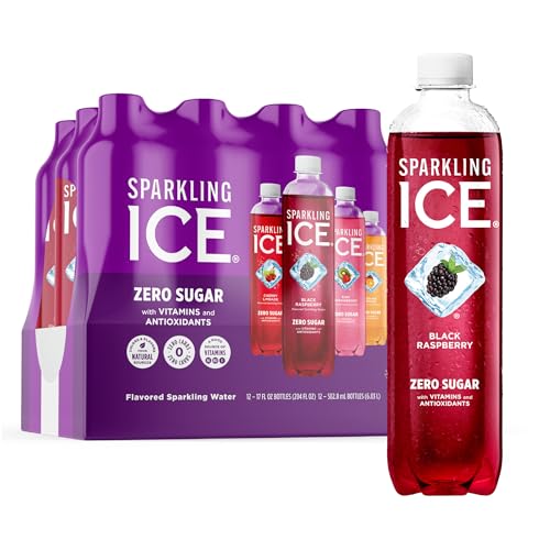 Sparkling Ice Purple Variety Pack, Flavored Water, Zero Sugar, with Vitamins and Antioxidants, 17 fl oz, 12 count (Black Raspberry, Cherry Limeade, Orange Mango, Kiwi Strawberry) ProductsLogo