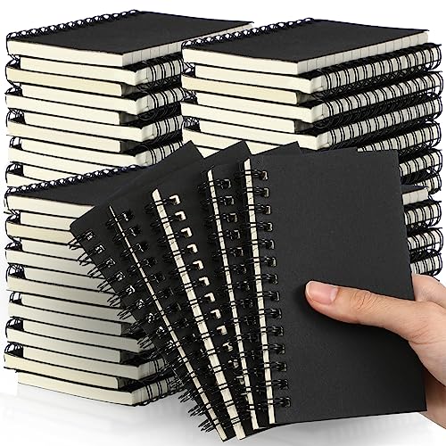 Jutom 54 Pcs Small Spiral Notebooks Memo Pads 3x5 Bulk Small Pocket Notebooks Mini Notepads with Lined Pages Mini Journals for Office Back to School Work Writing Supplies, 120 Pages (Black) ProductsLogo