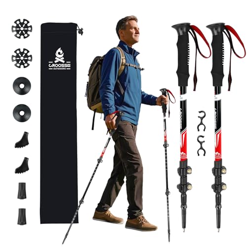Lightweight Collapsible Trekking Poles for Hiking – 2 Pack Adjustable Hiking Poles, Aluminum Walking Sticks for Skiing, Nordic Walking, Retractable Walking Sticks for Seniors, Women, Men ProductsLogo