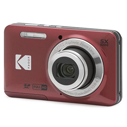 KODAK PIXPRO FZ55-RD 16MP Digital Camera 5X Optical Zoom 28mm Wide Angle 1080P Full HD Video 2.7" LCD Vlogging Camera (Red) Packaging May Vary ProductsLogo