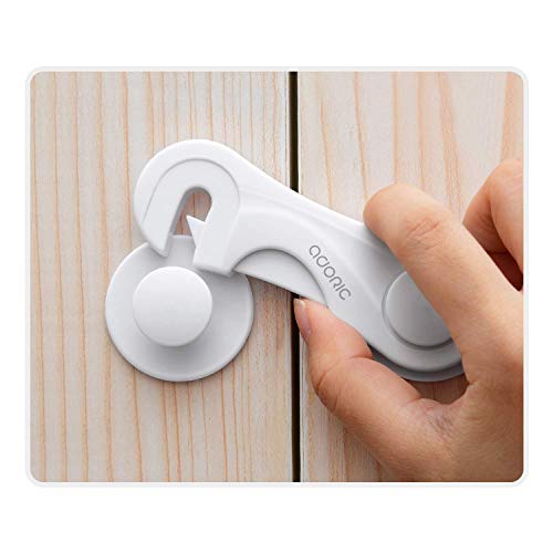 Cabinet Locks - Adoric Life Child Safety Locks 4 Pack - Baby Safety Cabinet Locks - Baby Proofing Cabinet Kitchen System with Strong Adhesive Tape ProductsLogo