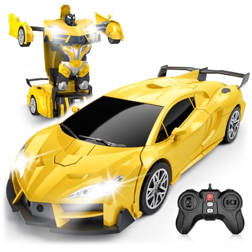 Qumcou Transform Remote Control Car, RC Cars for Boys Age 3-5 6-8, One-Button Transform Toy Cars, 2.4GHz, 360° Spin, 1:16 Scale, Flashing Headlight, Birthday Gifts for 3 4 5 6 7 8 Year Old Boys ProductsLogo