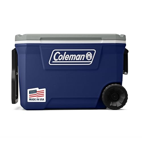 Coleman Classic Series Insulated Portable Rolling Cooler with Wheels, Leak-Resistant Outdoor Hard Cooler Keeps Ice up to 5 Days, 62-Quart ProductsLogo