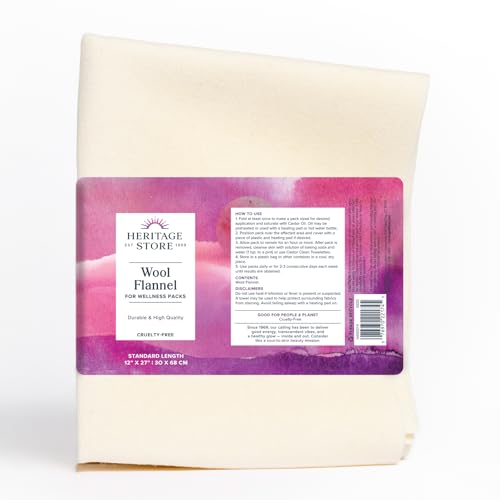 HERITAGE STORE Wool Flannel for Castor Oil Pack, Reusable & Highly Absorbent, Creates a Soothing Heat Compress for Abdomen, Joints & Other Areas, Cruelty Free, 12 x 27 in ProductsLogo