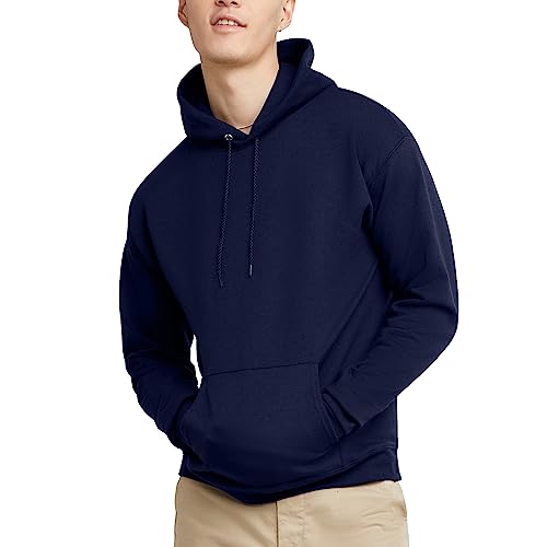 Hanes Men's Pullover EcoSmart Hooded Sweatshirt, Navy, Large ProductsLogo